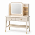 Schminktisch mit LED-Spiegel und Holzregal Ahorn Beige