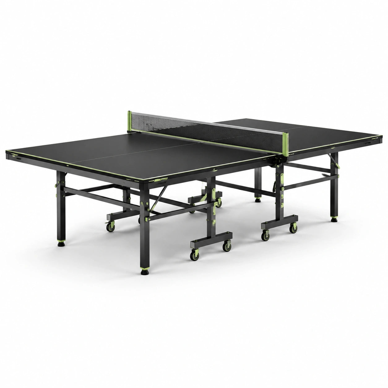 Klapbarer Tischtennistisch aus Metall mit Rädern 274 x 152.5 x 76 cm Schwarz