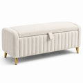 Truhenbank Bouclé-Stoff Metallbeine Beige 120cm
