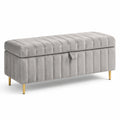 Samt Aufbewahrungsbank mit Metallbeinen Grau 120x40x45 cm