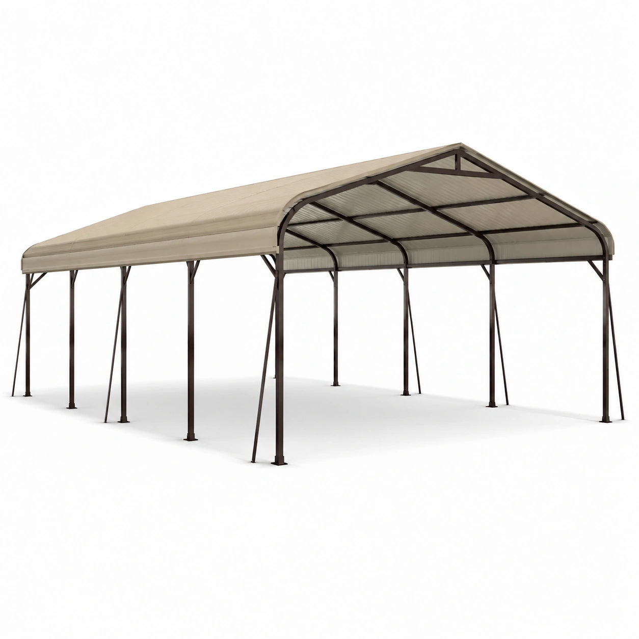 Carport Stahlrahmen PVC-Abdeckung Beige 600x300x280 cm