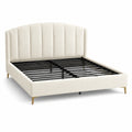 Doppelbett 160x200 cm Velours Creme Stahlrahmen