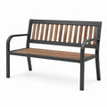 Gartenbank aus Akazienholz und Stahl, 120 cm, Schwarz/Braun