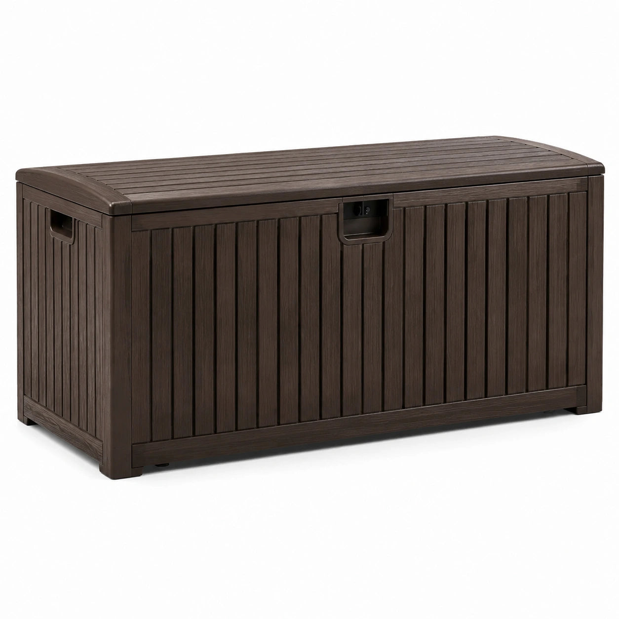 Braune Kunststoff-Aufbewahrungsbox für draußen 117 x 45 x 57 cm