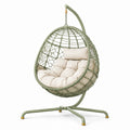 Metall-Rattan-Hängesessel grün beige 95cm