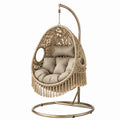 Rattan Hängesessel mit Polyesterkissen Beige 195 cm