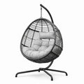 Hängesessel aus Rattan mit Stahlgestell und Polstern Grau