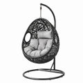 Hängesessel Polyethylen-Rattan Schwarz Grau Stahlrahmen