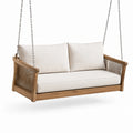 Teakholz Schaukelbank mit Kissen Beige
