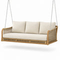Garten-Hängeschaukel aus Rattan und Holz mit Kissen Beige